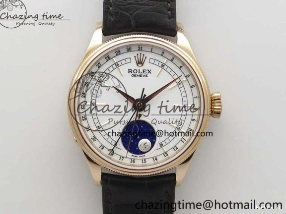 1229 Cellini 50535 Moonphase RG GMF Best Edition White Dial on Brown Leather Strap A Lightweight 2634